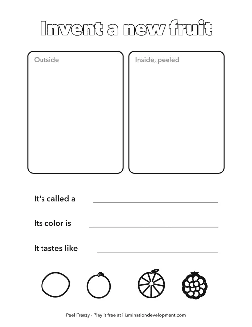 Peel Frenzy printable: invent a fruit, outside and inside
