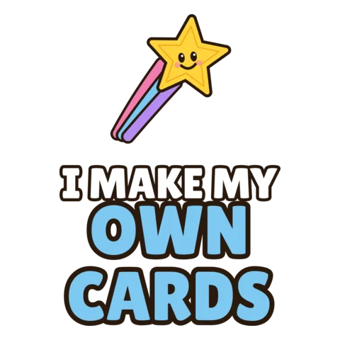A smiling shooting star above the words I Make My Own Cards