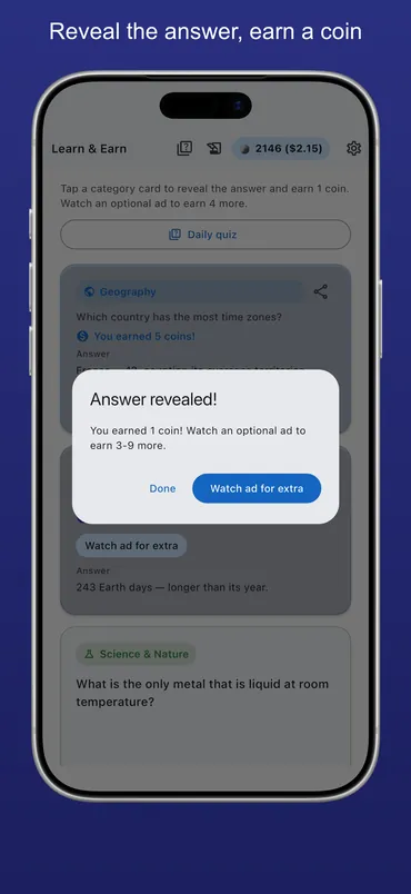 Revealing the answer pays a coin