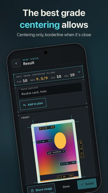 Result: the best grade centering alone allows at each company, with the card's name above
