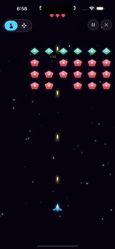 Space Attack: clear formations of enemy ships across escalating waves
